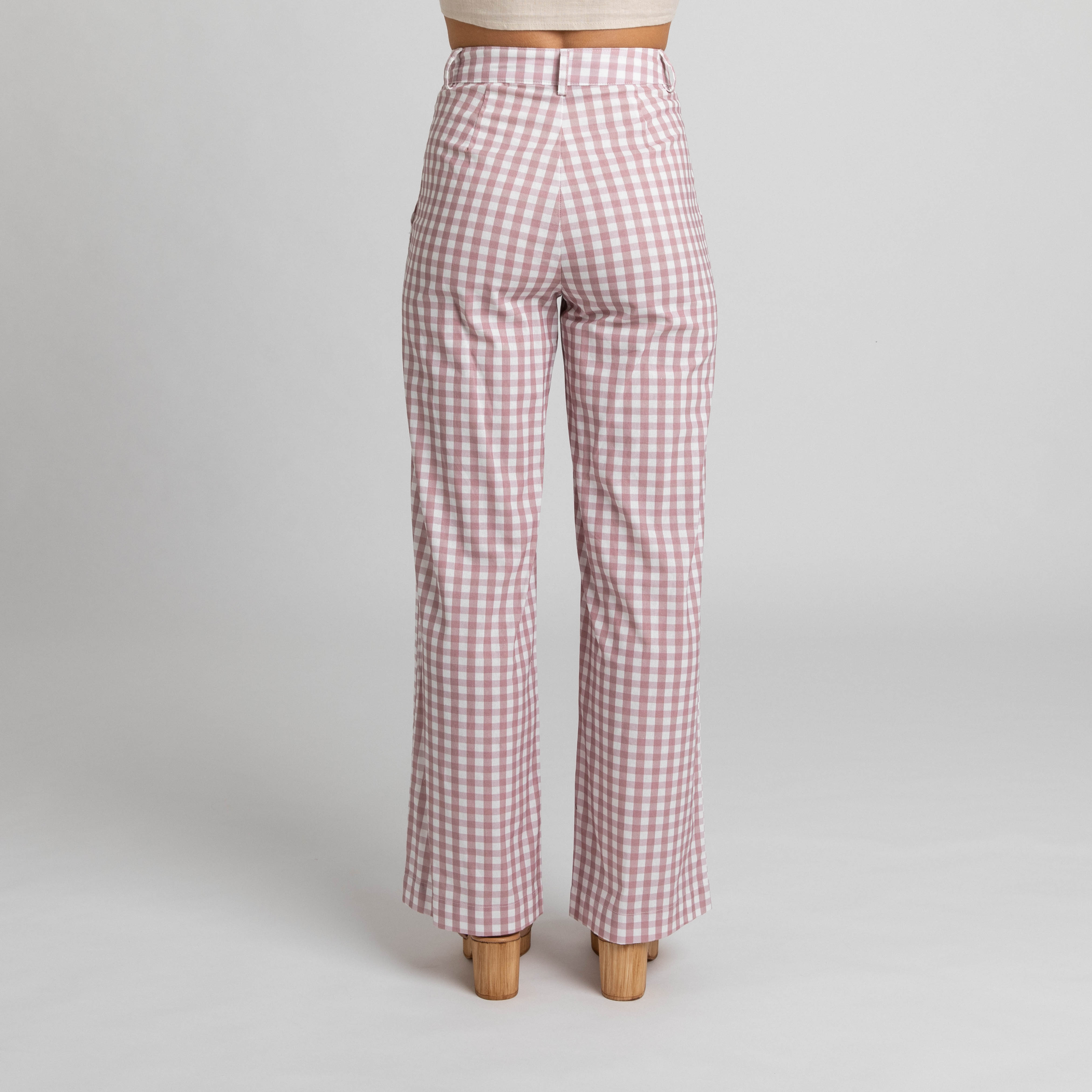 Cotton Pink Gingham Pants Women | Miss Jane Designs